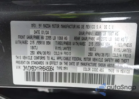 2024 Mazda Cx-30 2.5 S Preferred Package from USA, damaged, VIN 3MVDMBCM1RM646964